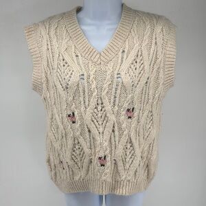 Zara Cream Cable knit Sweater Vest Youth Girls Size 13-14